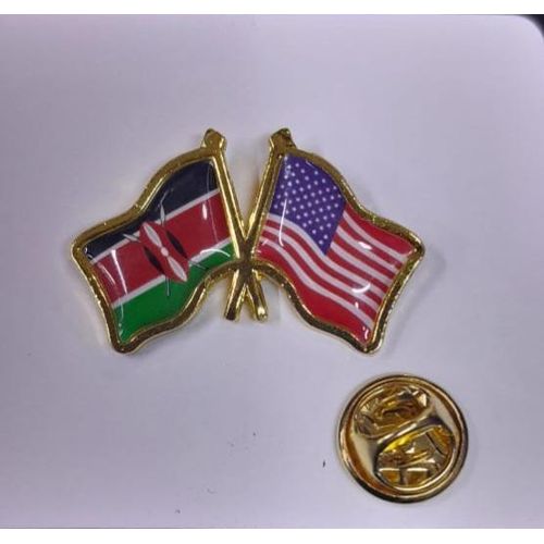 Kenya and USA Crossed Flags Lapel Pin